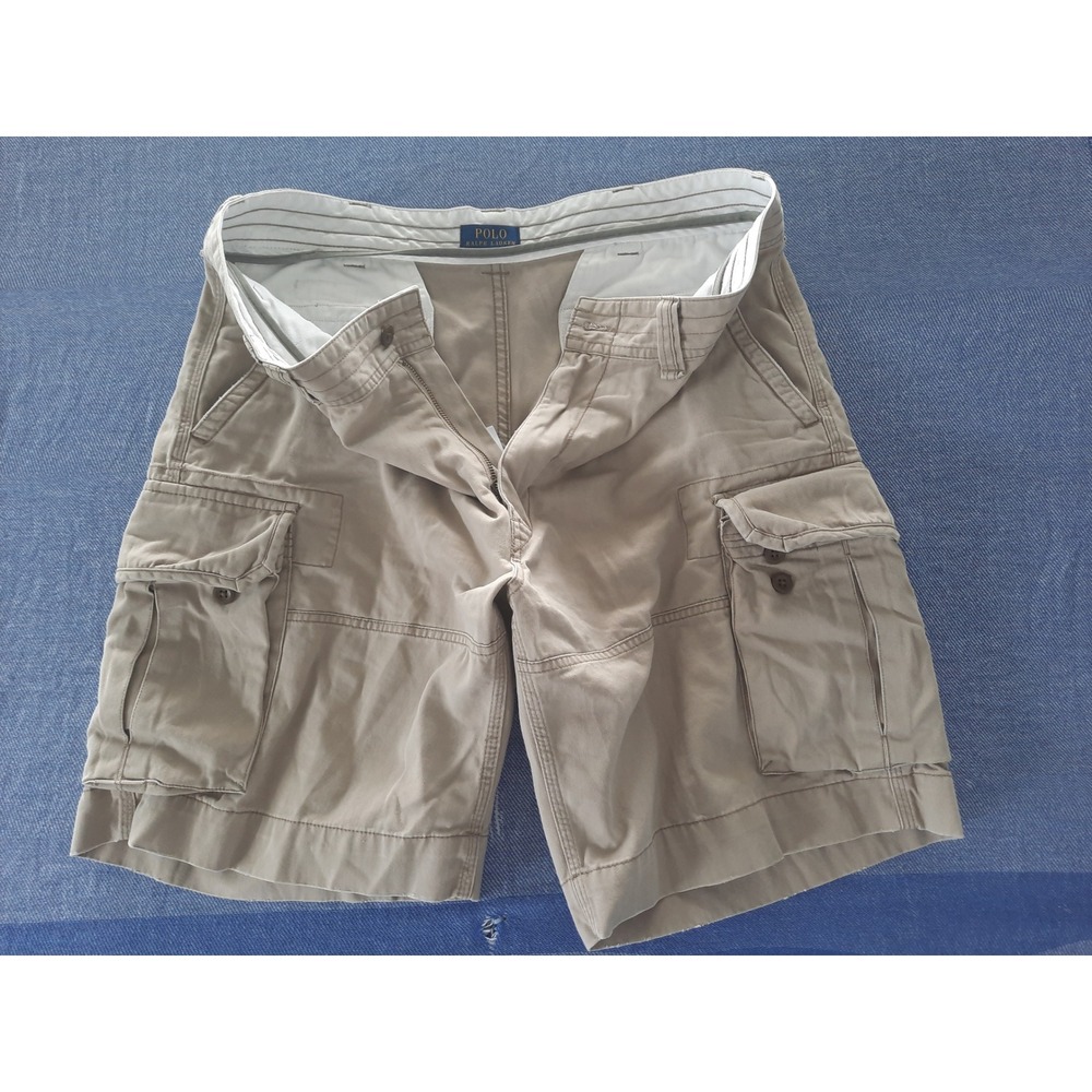 Polo Ralph Lauren Men Khaki Classic Chino Cotton Utility Cargo Shorts 38x10
